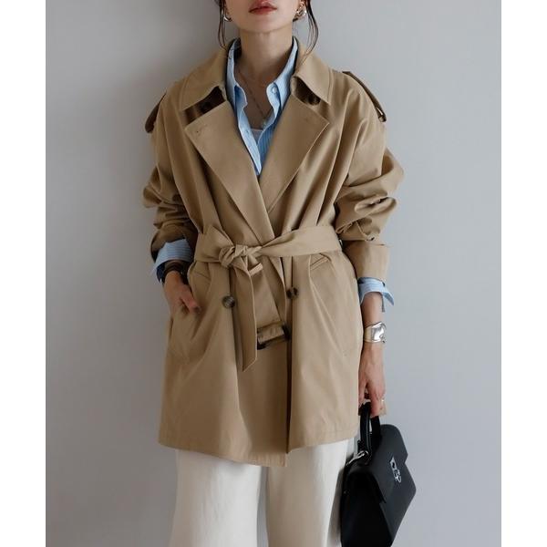 トレンチコート コート ベルト付きミドル丈トレンチコート レディース