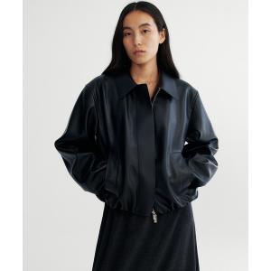 ブルゾン アウター ウエストギャザーシンセティックショートジャケット レディース