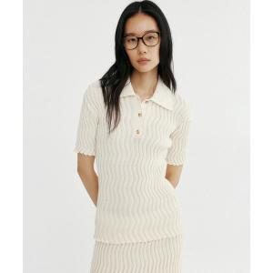 tシャツ ウェービーニットポロシャツ レディース