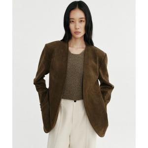 ジャケット ノーカラージャケット スエードタッチノーカラージャケット レディース