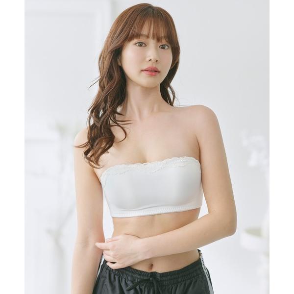 ノンワイヤーブラ ブラジャー 「ズレにくい」ノンワイヤーストラップレスブラ「レースタイプ/リブタイプ...