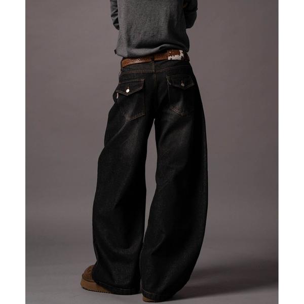 ワイドパンツ ジーンズ Double Pocket Wide denim Pants - ダブルポケ...