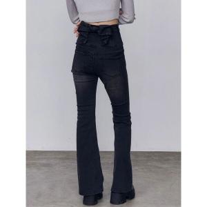 ジーンズ デニム デニムパンツ バックリボンフレアハイウエストパギンス レディース