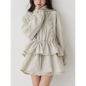 ブルゾン ジャンバー フリルマウンテンブルゾン フード付き レディース