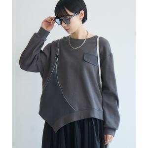 tシャツ 変形ジップデザインプルオーバー レディース