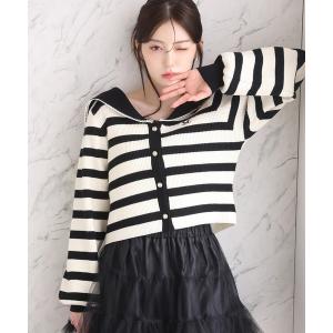カーディガン セーラーカラーニットカーディガン レディース