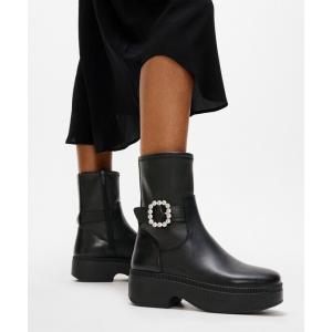 ブーツ F-LUMA CRYSTAL-BUCKLE LEATHER SHORT BOOTS / F-LUMA CRYSTAL-BUCKLE レザー シ
