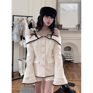 ボンディングツイードオフショルチュニック レディース