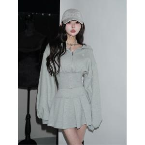 パーカー カラーラメスウェットコルセットパーカー レディース