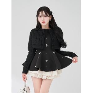 コート アウター リュクスツイードショートジャケット レディース