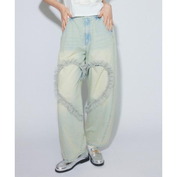 ジーンズ デニム デニムパンツ HEART OPEN FRILL DENIM パンツ レディース メ...