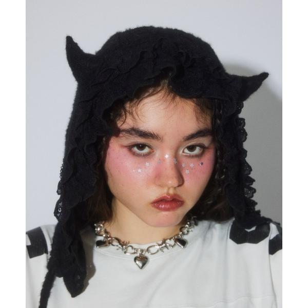 ニット帽 ニットキャップ DEVIL LACE ボンネット レディース メンズ