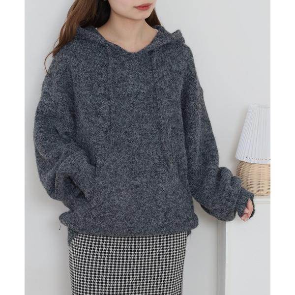 パーカー ニットルーズフーディー レディース