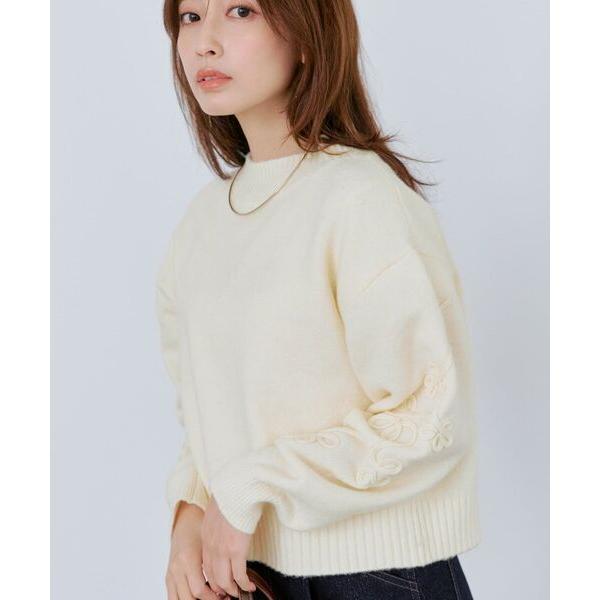 ニット セーター コードエンブロイダリーボトルネックニット 「低身長・小柄女性」 レディース