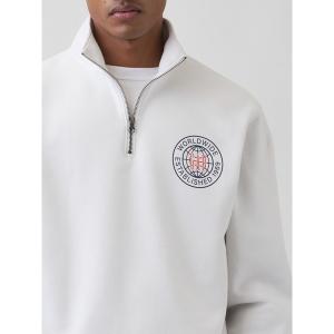 トレーナー スウェット リラックスフィット GAPロゴ グラフィック 1/4 ジップアップ スウェットシャツ メンズ レディース