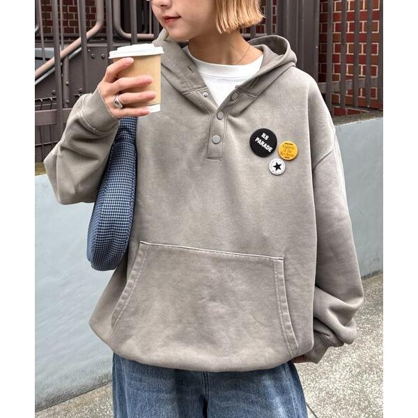 パーカー 「UNISEX」スプレー加工ヘンリースナップフーディー レディース メンズ