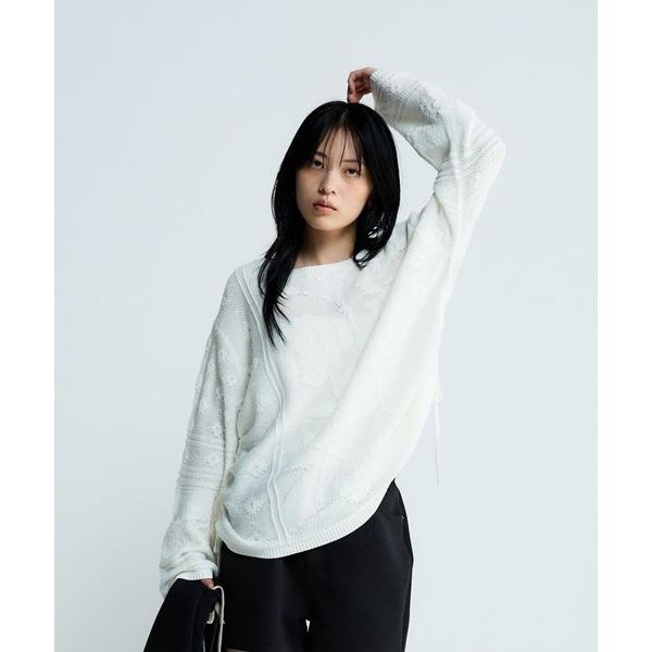 ニット セーター レースパターンドロストプルオーバー/650173 レディース