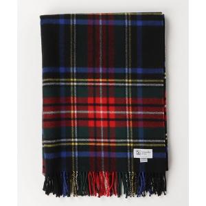 「Johnstons of Elgin」 チェック柄ストール - ブラック レディース