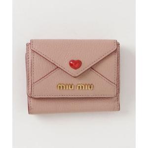 miu miu（ミュウミュウ） マドラス ラブレター 三つ折り 財布 - ピンク