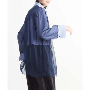 ブラウス シャツ TULLE LAYERED STRIPE SHIRT レディース