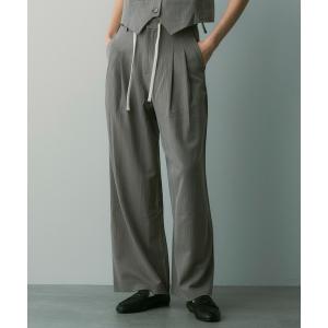 スラックス パンツ ストライプワイドタックスラックス レディース