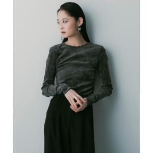 tシャツ ロングスリーブ シアーベロアカットソー レディース