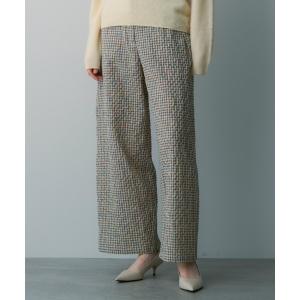 パンツ リネンブレンド チェックパンツ レディース