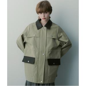 コート アウター バイカラー サファリジャケット レディース