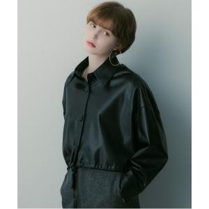 レザージャケット ライダース クロップド レザーライクジャケット レディース