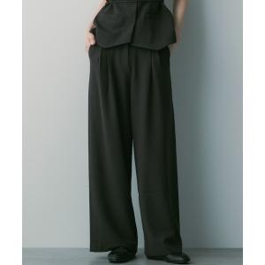 スラックス パンツ ハイウエスト ワイドスラックス レディース