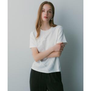 tシャツ 半袖 アシメラインアウトシームニットT レディース