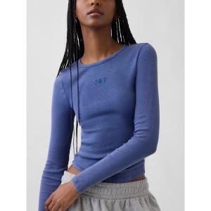 tシャツ リブ クロップド GAPロゴTシャツ レディース