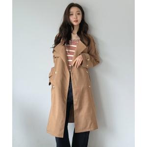 トレンチコート コート ダブルブレストルーズトレンチコート レディース