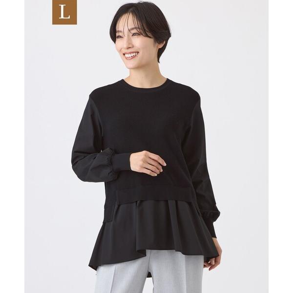 ニット セーター 「L」「ウォッシャブル」シャツコンビニットプルオーバー レディース