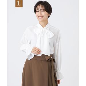 ブラウス シャツ 「L」「マシンウォッシャブル」スパンローンボウタイブラウス レディース