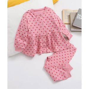 パジャマ ハート前あきGIRLSパジャマ キッズ...の商品画像