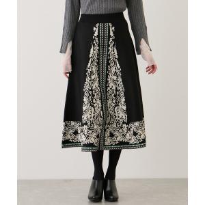スカート パネルプリントニットスカート