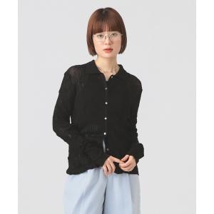 カーディガン シアー リブ ニット ポロ カーデ...の商品画像