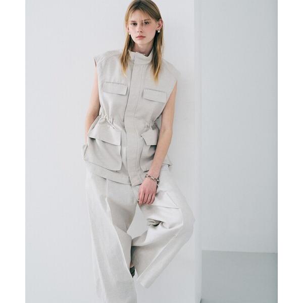 ベスト ジレ リヨセルライトリネン ミリタリージレ レディース