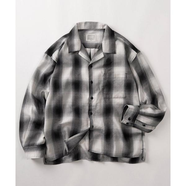 シャツ 「70」ヴィンテージライク オンブレチェック オープンカラーシャツ/ボックスシルエット/アメ...