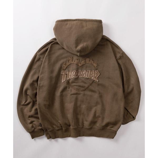 パーカー 「70」「THRASHER/スラッシャー」ハートロゴ ピグメント加工 ダブルジップパーカー...