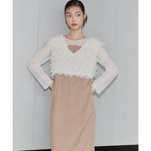 「ANDRESD」 長袖ワンピース L ベージュ レディース