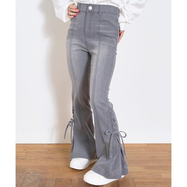 パンツ レースアップフレアデニムパンツ キッズ 子供服 女の子