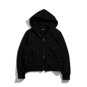 パーカー double zip short length loopback hoodie/ダブルジップショートレングス裏毛パーカー メンズ レディース