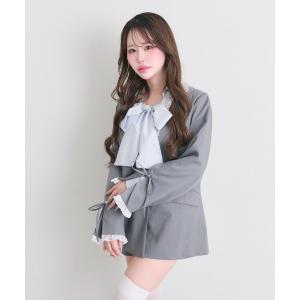 ジャケット テーラードジャケット 「セットアップ対応/レース取り外し可」レース衿ゆるたぽテーラードジャケット レディース