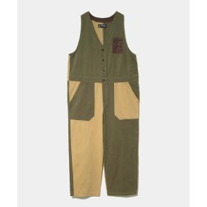 サロペット オーバーオール CUBE SUGAR/キューブシュガー　ピーチツイル x コーデュロイ サロペットパンツ レディース