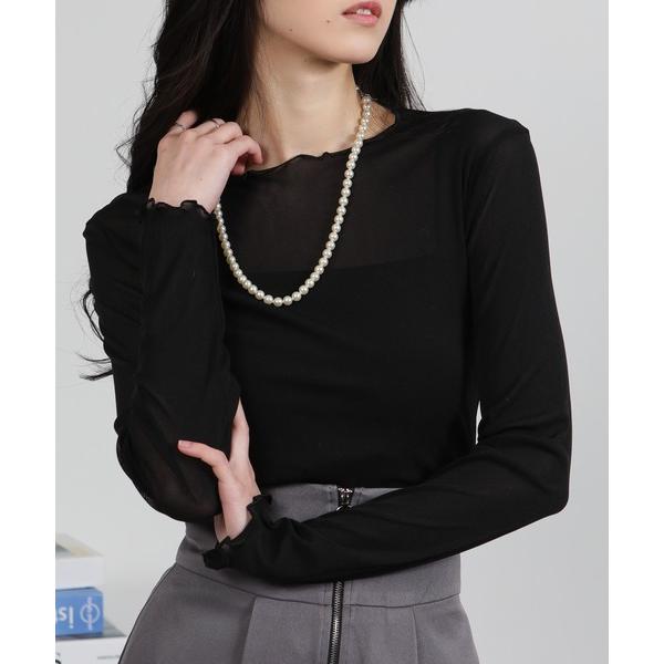 tシャツ シアーパワーネット トップスカットソー レディース