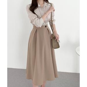 「ECLIN」 ドッキングワンピース M ベージュ レディース