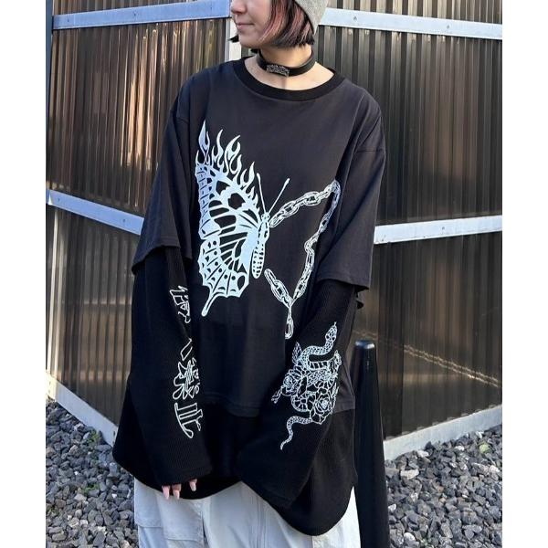 「Candy Stripper」 長袖カットソー FREE ブラック レディース