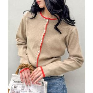 カーディガン 配色ニットカーディガン レディース